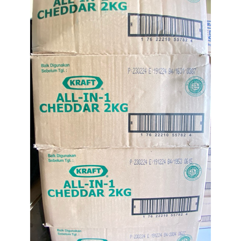 

1 KARTON KEJU KRAFT ALL-IN-1 CHEDDAR 2KG ( ISI 8 BALOK )