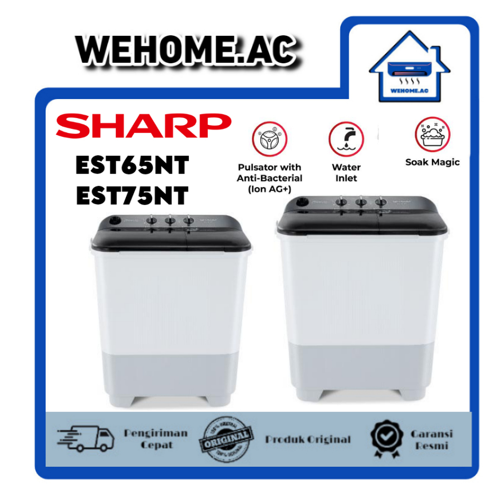 Mesin Cuci Sharp 2 Tabung EST75NT  Mesin Cuci Dua Tabung 7KG Sharp