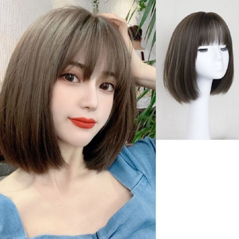 Wig Wanita Model Bob Rambut Pendek Dengan Poni Rambut Panjang Seleher Bob Poni Pendek 35 Cm