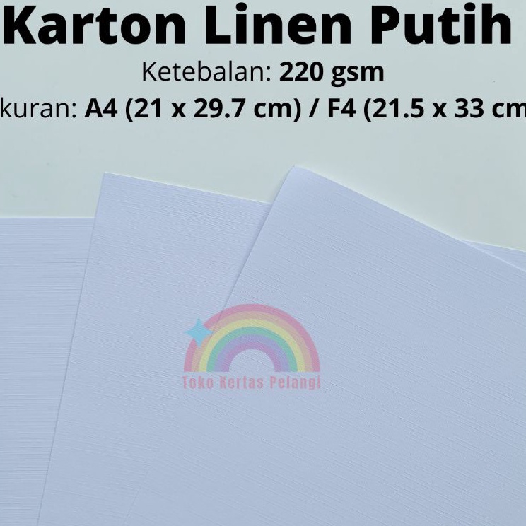 

karton linen putih isi 5 pcs ukuran A4F4