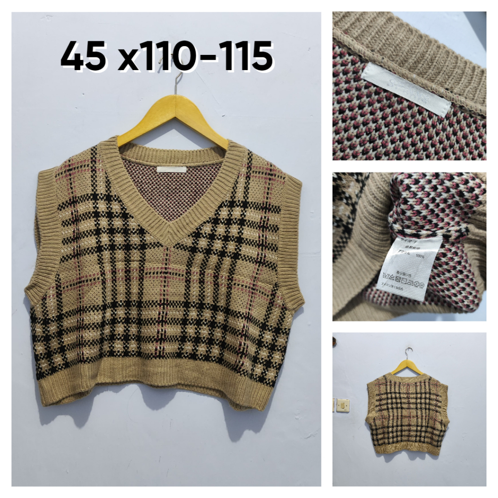 Vest Crop SPINNS Mocca Size L Sweater Wanita Vest Atasan Cewek Rajut Knit BC279