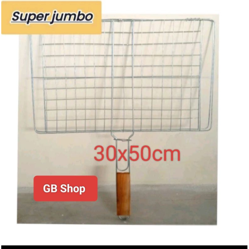 panggangan ikan jepit/japit Bakaran ikan ayam super jumbo pegangan kayu