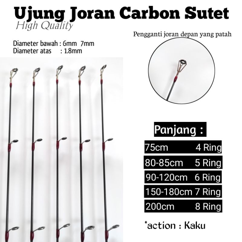 Ujung Joran Carbon Sutet 7mm 75-180cm