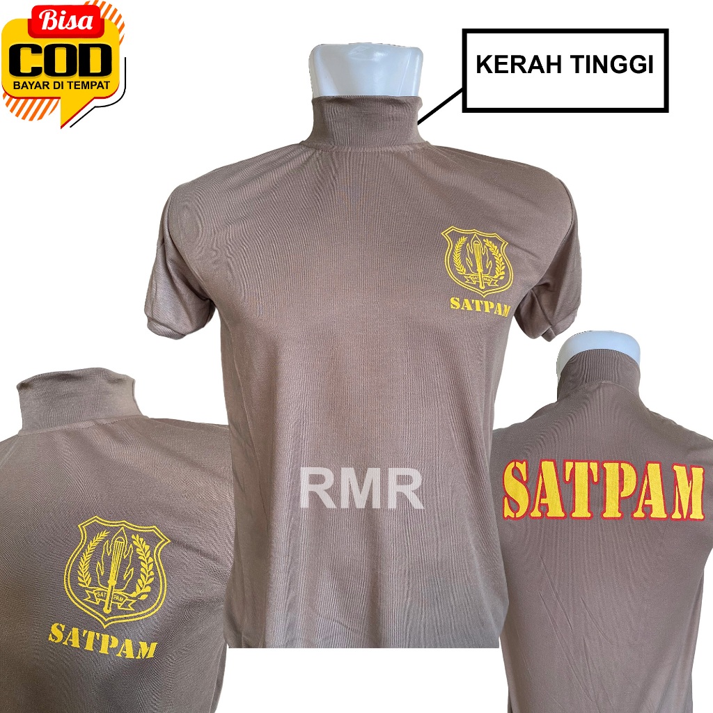 KAOS SATPAM COKLAT KERAH TINGGI - KAOS SATPAM WARNA COKLAT KERAH PENDEK