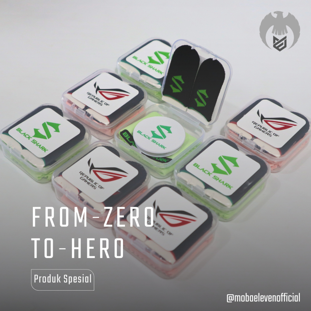 WHITE BOX PHONE Sarung Tangan Jari Jempol Gamers, Bonus Paket Lengkap ROG Black Shark - HIGH QUALITY