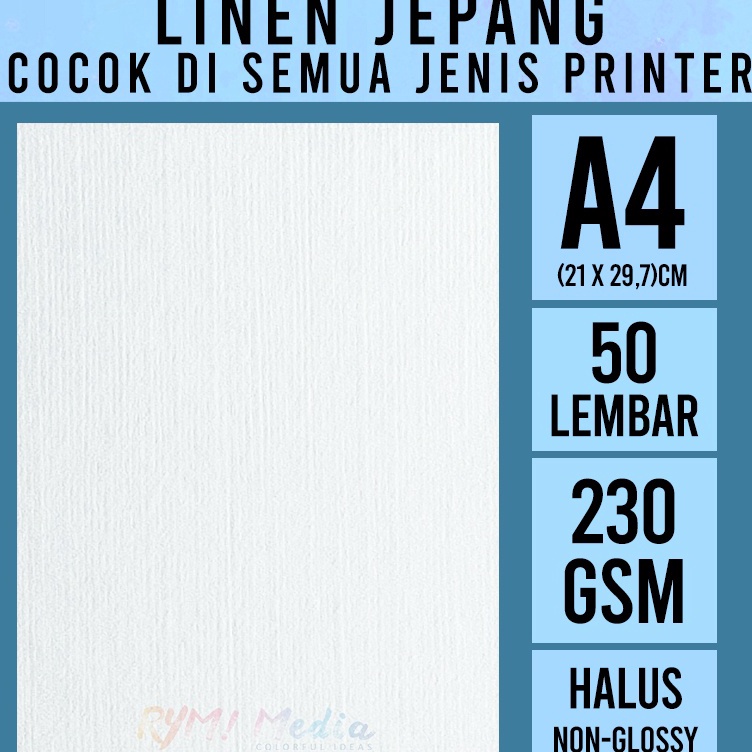 

Produk Update LINEN Jepang 23 gsm A4 isi 5 lembar Kertas HVS Linen Tebal 23 gram Undangan Sertifikat