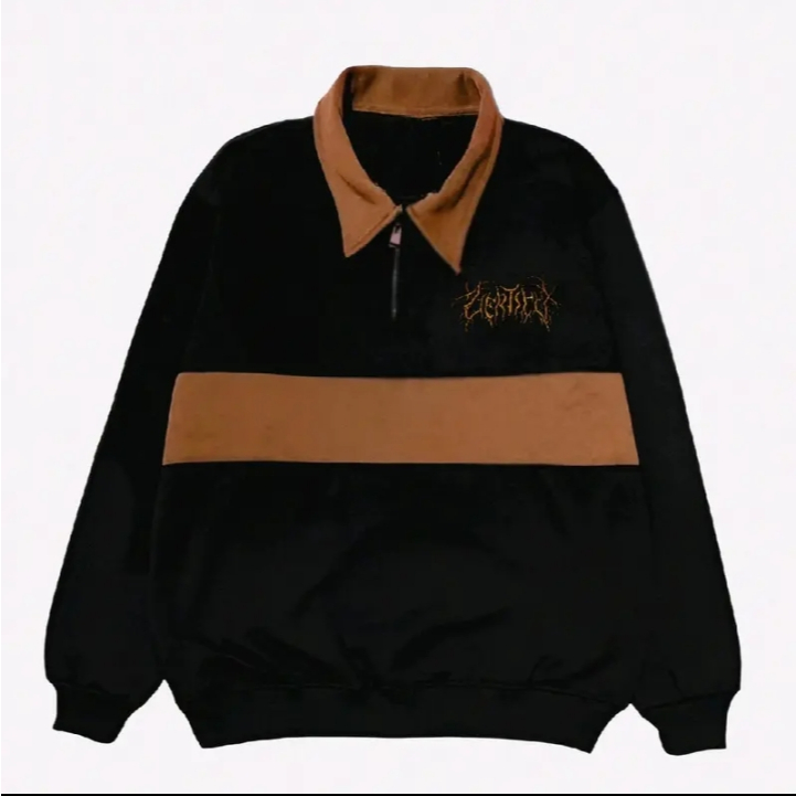 RGN-jaket Sweater cn half zipp rugby kombinasi jaket pria wanita motip bordir unisex