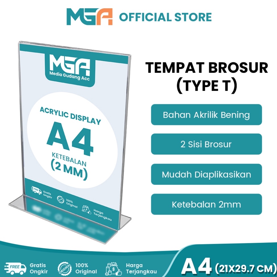 

Kepoin aja TEMPAT BROSUR A4 2MM PORTRAIT 2 SISI TENT HOLDER TENT CARD STAND AKRILIK