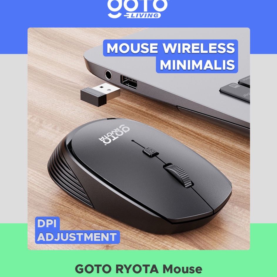 Ramah Lingkungan Goto Ryota Mouse Wireless Laptop Macbook Tanpa Kabel USB Poble