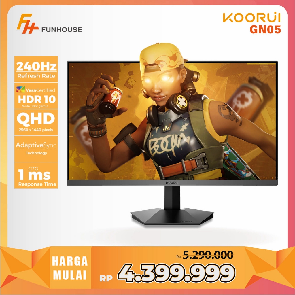 KOORUI 27 inch Gaming Monitor QHD 2560 x 1440p 240Hz 1ms HDR10- GN05
