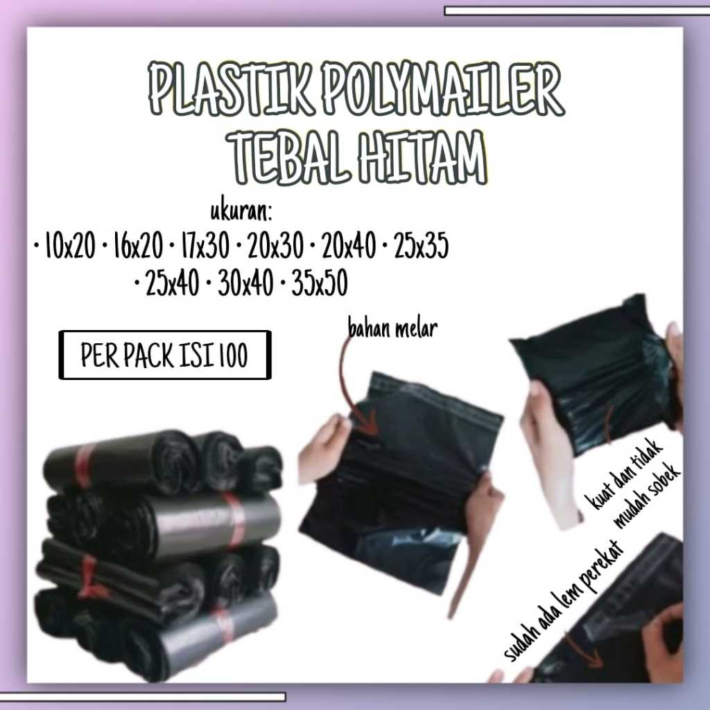 Plastik Polymailer Hitam | Plastik Packing | Polymailer Hitam Olshop |