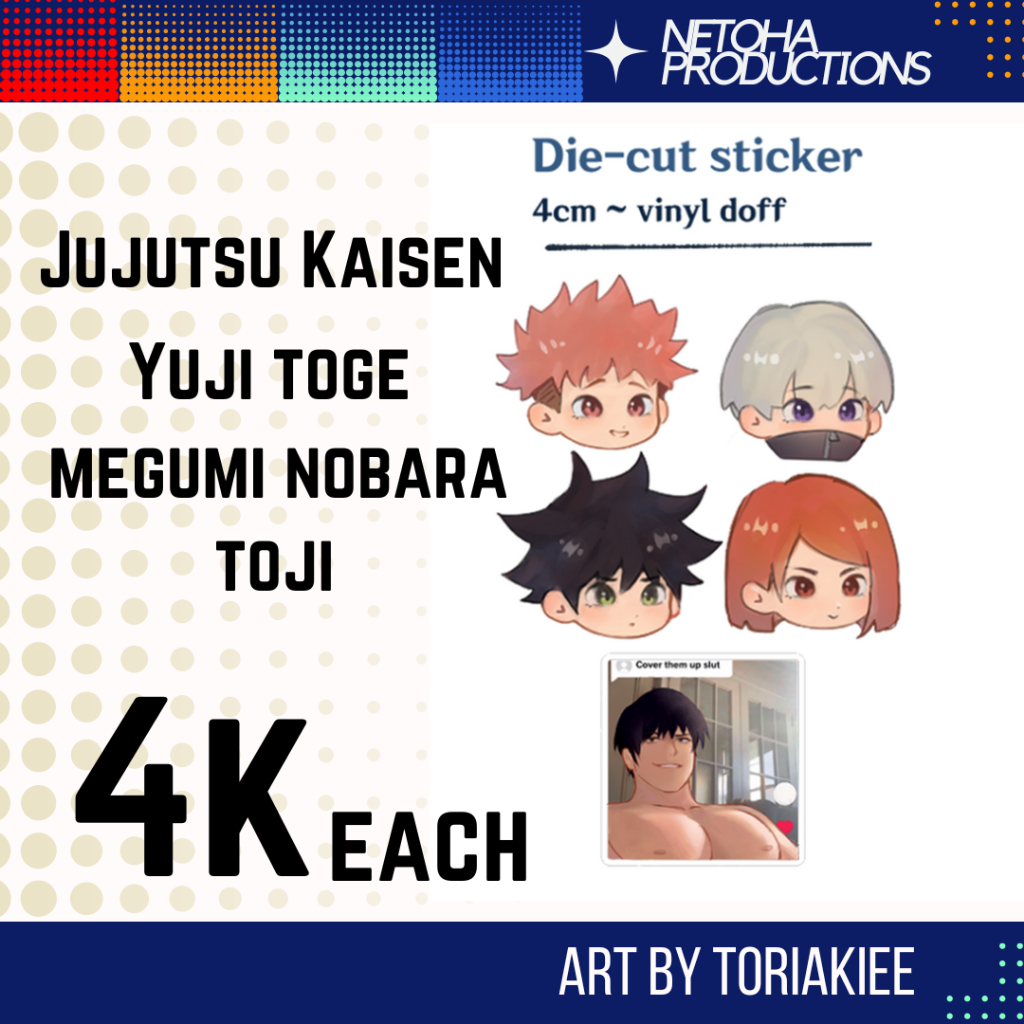 

Yuji Toge Megumi Nobara Tojo Jujutsu Kaisen Stiker Sticker 4cm Die Cut Vinyl Doff