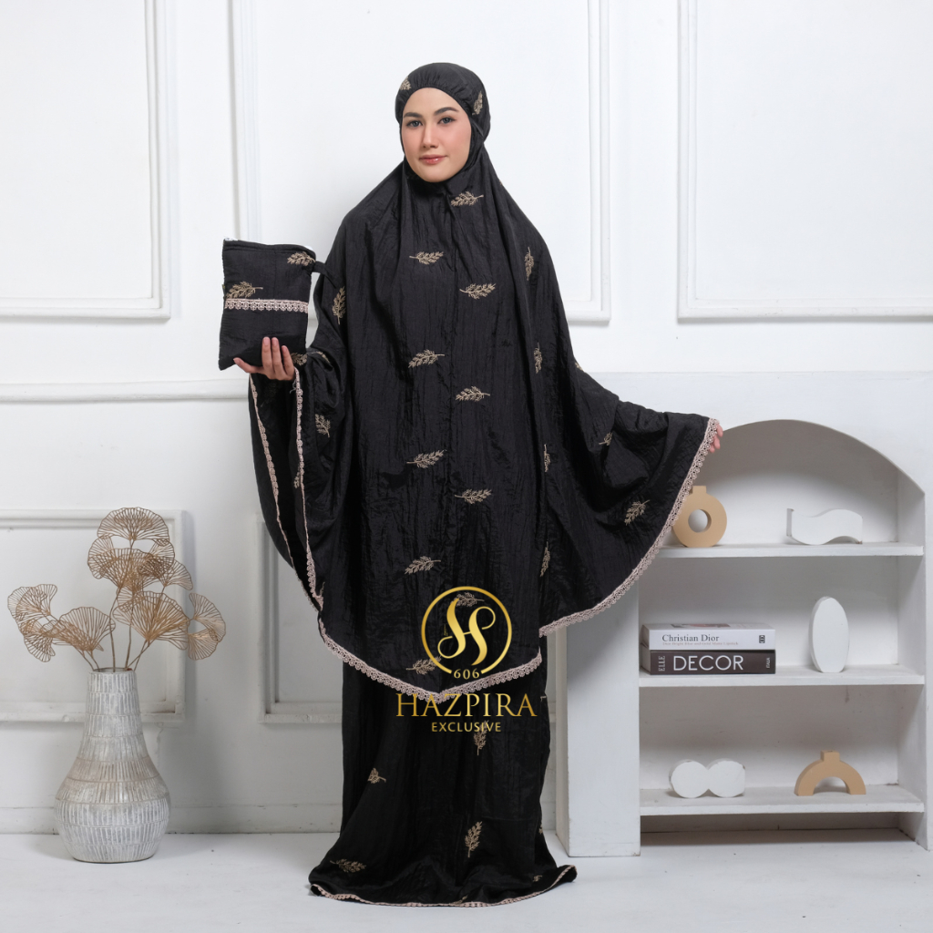 Mukena Dewasa Bordir Cemara Parasut Premium Treveling Jumbo