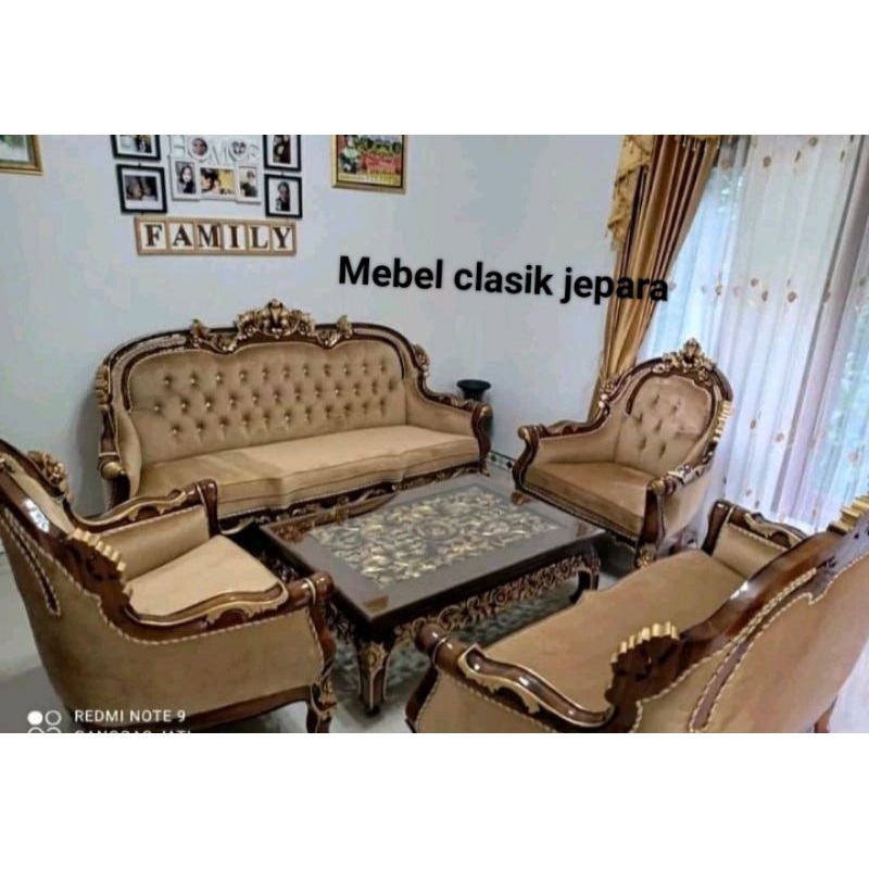 Kursi tamu ukir Romawi kayu jati/sofa tamu Romawi jati