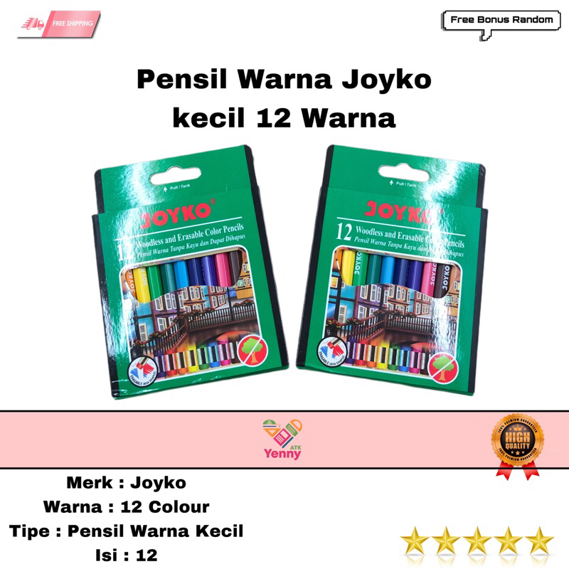 

Pensil Warna Joyko Kecil Isi 12 Warna / Colour Pencils Joyko 12 Colour