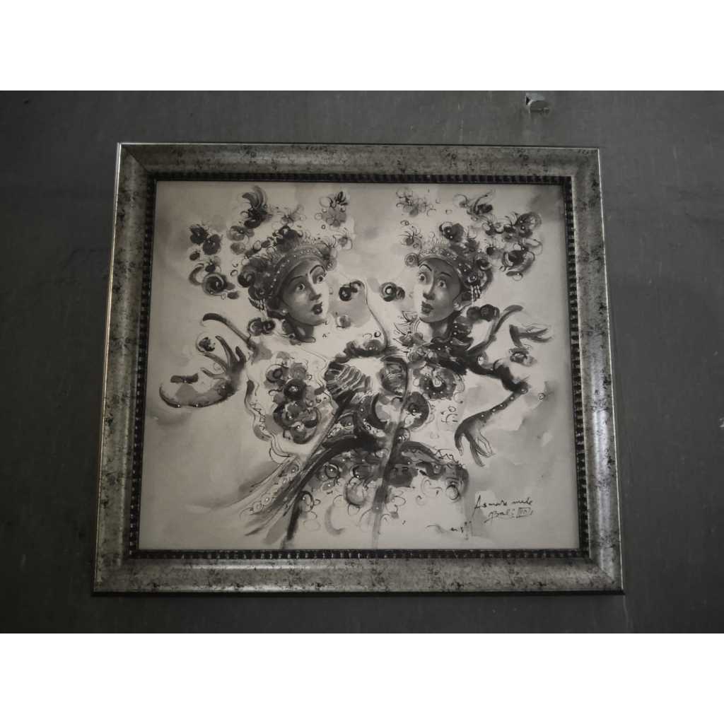 Lukisan Canvas Penari Bali Kuno Jadul Antik