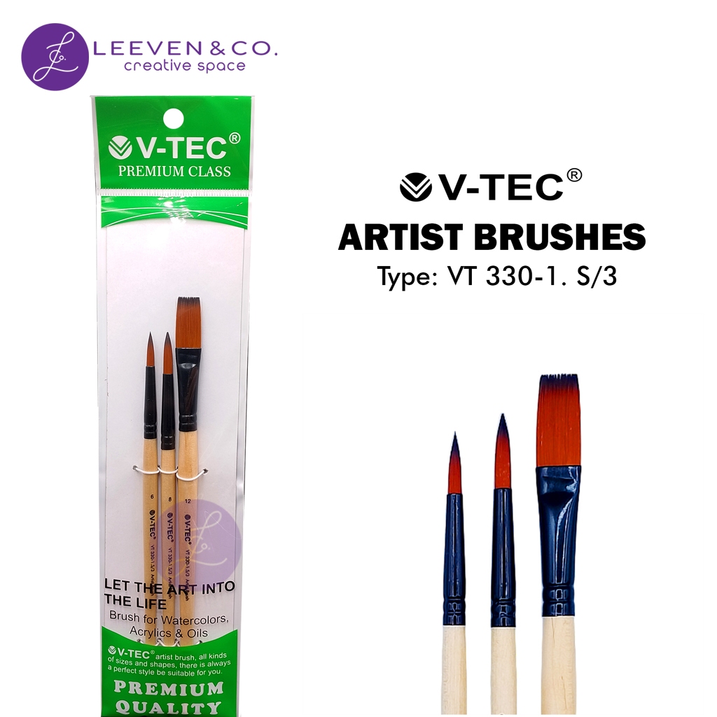 

V-TEC ARTIST BRUSHES SET 3 NO. 8, 6, 12 (VT 330-1.S/3)