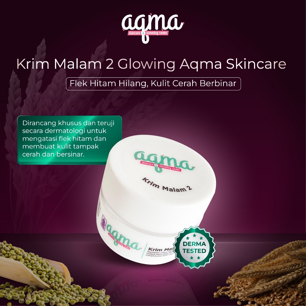 AQMA SKINCARE - Krim Malam Glowing 2 / Night Cream Brightening & Glowing / Alpha Arbutin / Lactic Ac