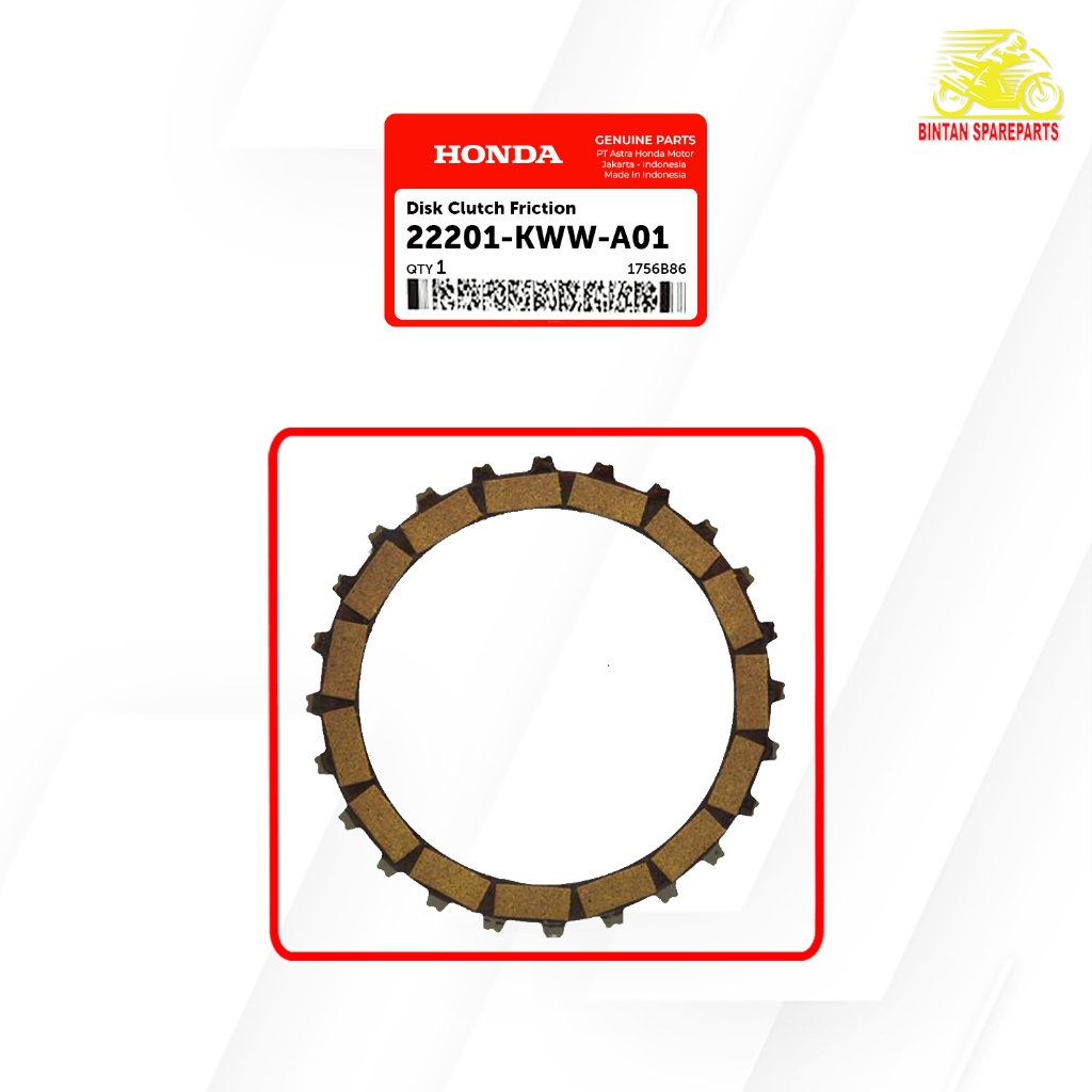 Kampas Kopling Disk Clutch Friction  22201 KWW A01