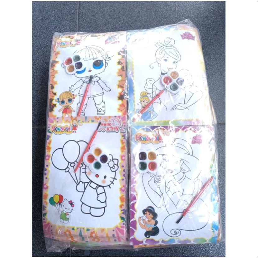 

Lukisan kertas cat air / mewarnai gambar 2 sisi dan 4 warna 1 pcs