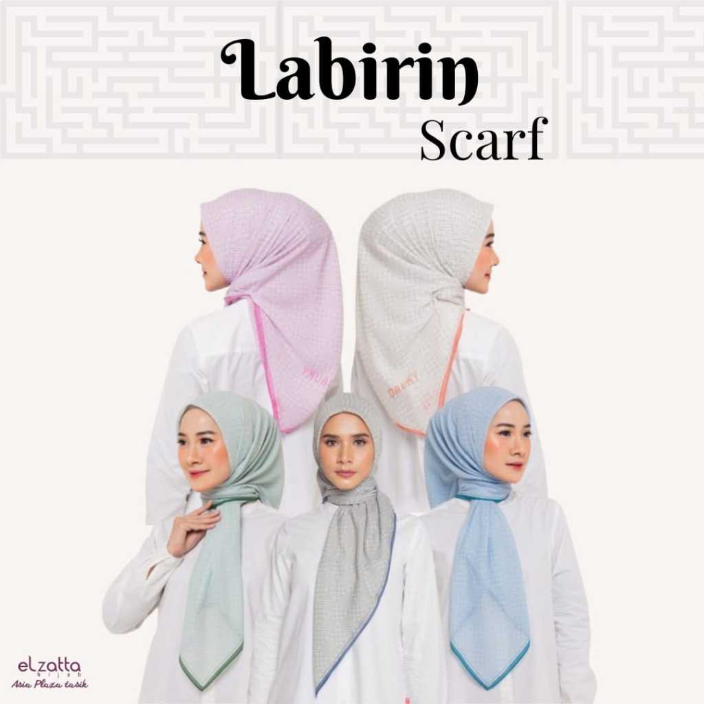 DAUKY HIJAB SEGIEMPAT MOTIF LABIRIN SCARF BAHAN Sahara Voile Elzatta Dauky terbaru