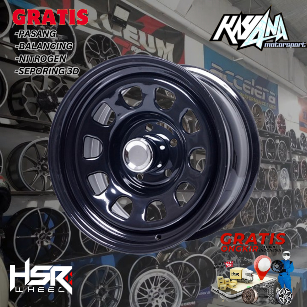 Velg Racing Murah R15 Kaleng Pcd 5x114.3 Lebar 8 Et 15 Velg Racing HSR Mokupo Ring 15