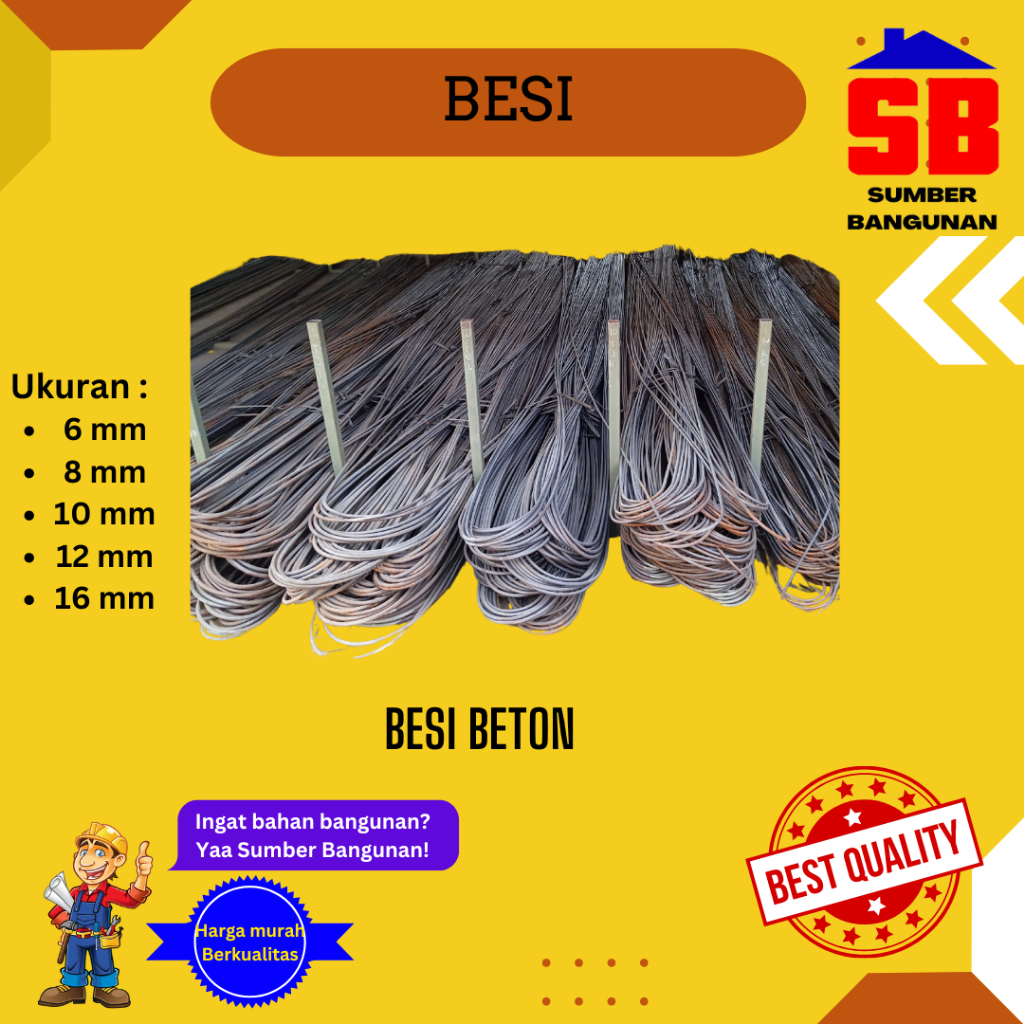 BESI BETON SNI 6 8 10 12 13 16 19 POLOS BEHEL FULL