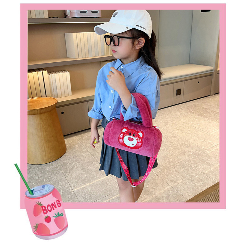 TAS SELEMPANG BULU SANRIO TABUNG/PLUSHBAG IMPORT SANRIO TABUNG