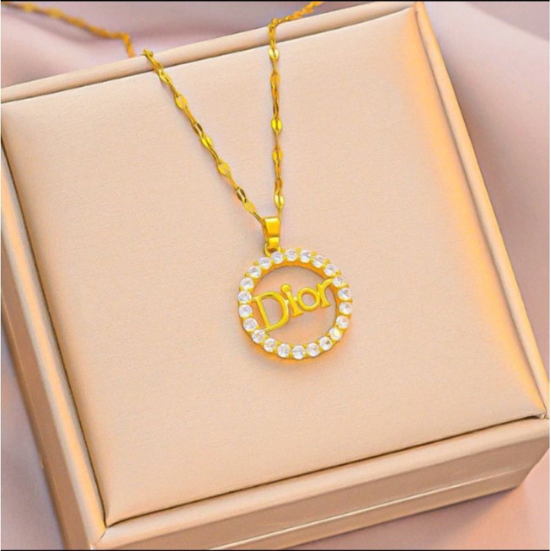 Kalung T011 + Liontin DIOR MATA putih FULL LAPIS EMAS 18K MODEL KOREA STYLE