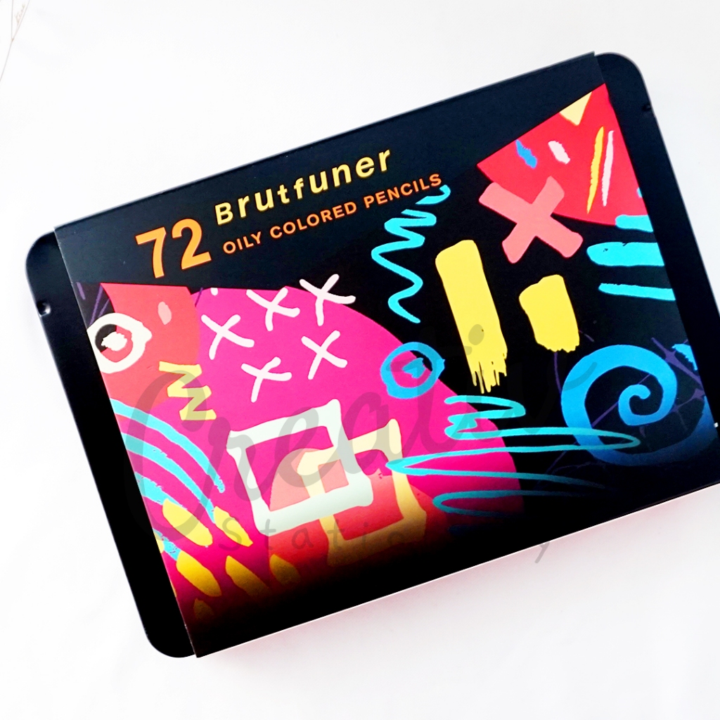 

Brutfuner 72 Colors Professional Oil Color Pencils Set Tin Case Box Kaleng