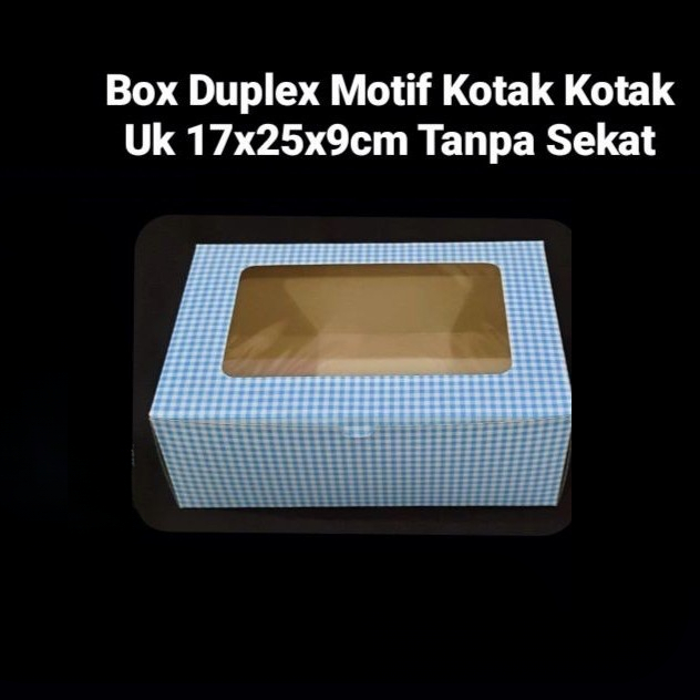 

( 5 pcs ) Dus Duplek Size 17x25x9cm Box Hampers Pacakging Kue Tanpa Sekat Motif Kotak Laminasi Luar Dalam