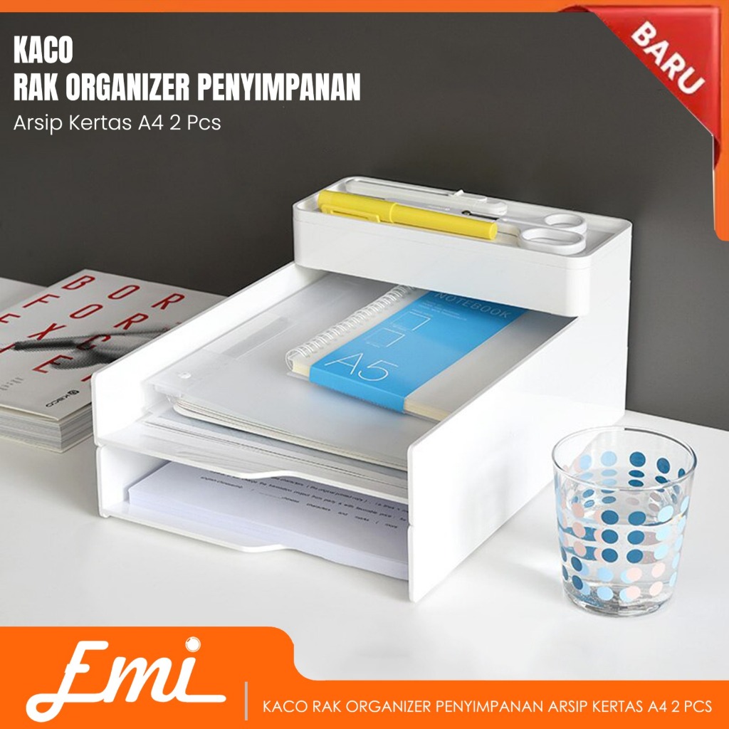 

KACO Lemo Rak Organizer Penyimpanan Arsip Kertas A4 2 Pcs Box File