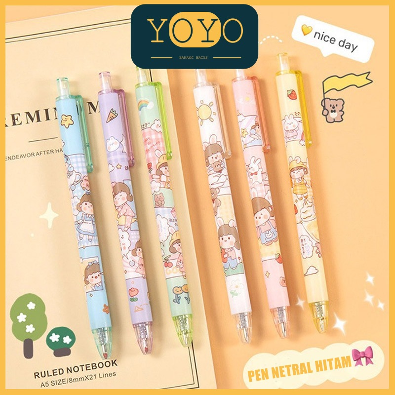 

6PCS Pulpen Gel Set Pena Pen Lucu 0.5mm Pulpen / Pulpen Aesthetic / Pulpen Gel Mekanik Lucu