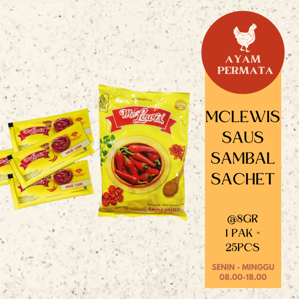 

Sambal Sachet 25 pcs Mc Lewis Sambel Saset Saos Saus - Ayam Permata