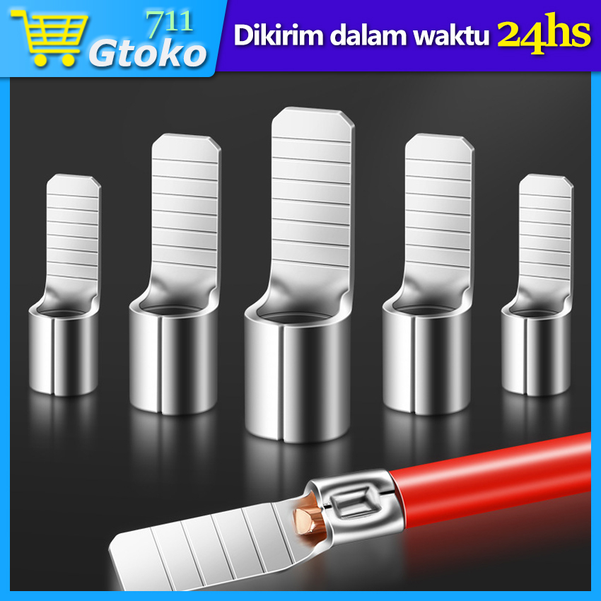 10Pcs Skun Tusuk Pin Gepeng C45 C-45 Sekun Kabel Terminal Wire Cable Connector Non Insulated 4mm, 6m