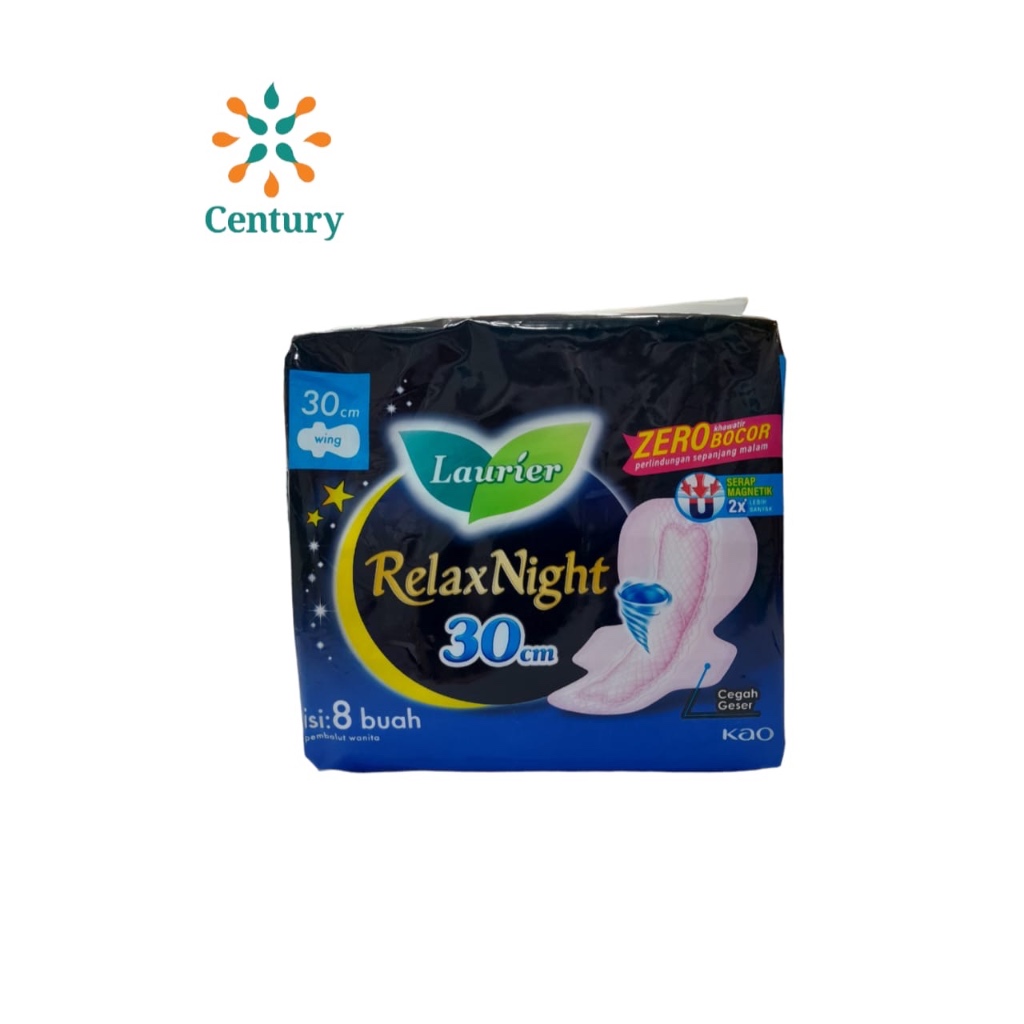 LAURIER RELAX NIGHT WING 30 CM 8S / PEMBALUT WANITA / KEBUTUHAN WANITA / SOFTEX SEKALI PAKAI