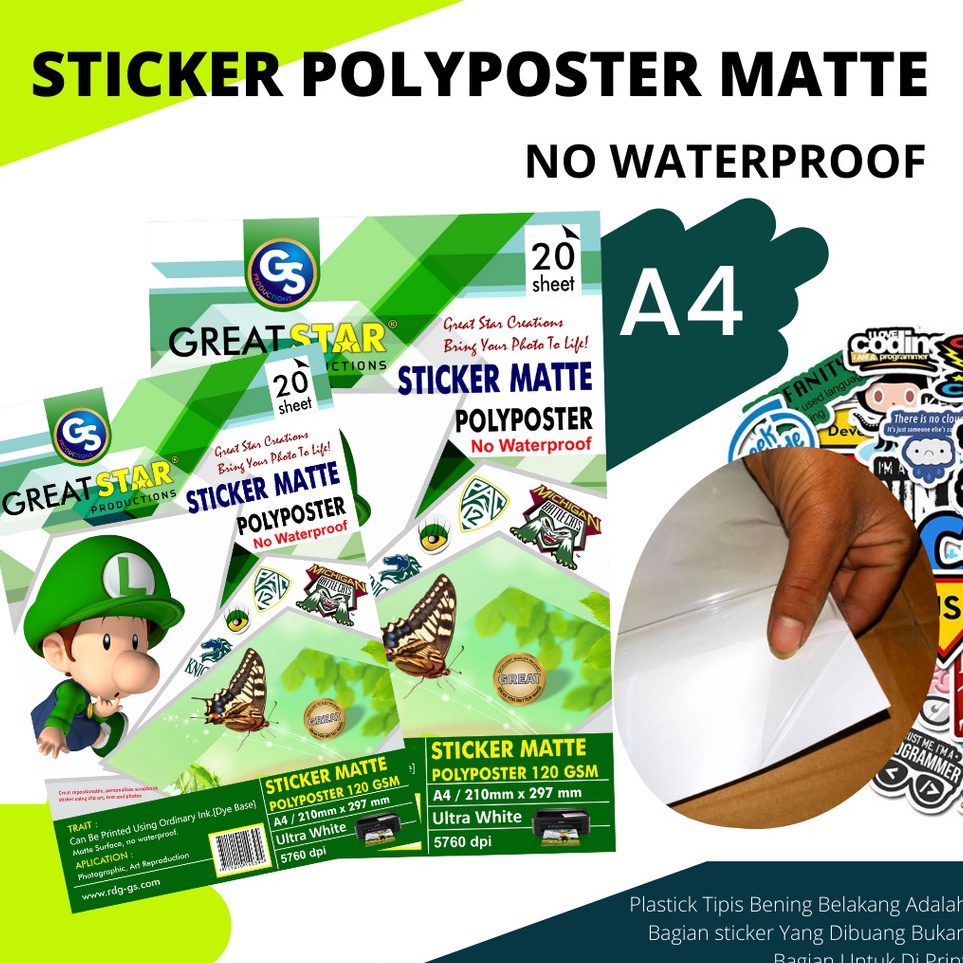 

STICKER POLYPHOTO PLASTIK MATE A42 LEMBAR