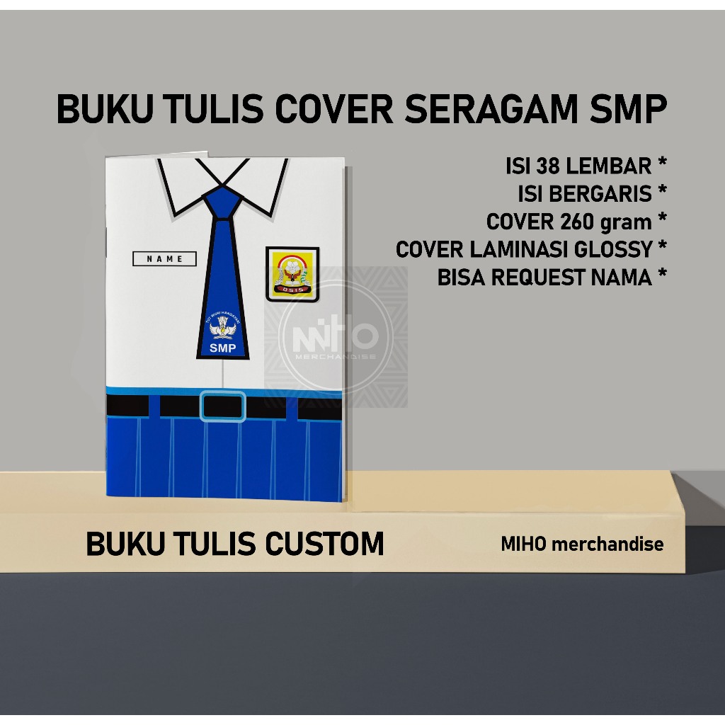 

BUKU TULIS SEKOLAH CUSTOM SERAGAM SMP / UKURAN A5 / ISI KERTAS BISA CUSTOM