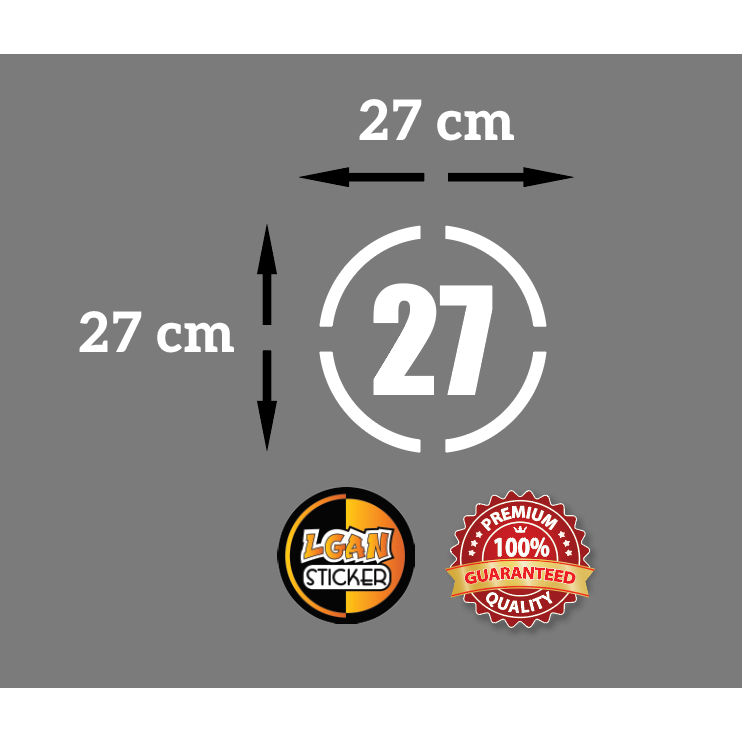 

Stiker Angka Model Bulat Strip Bahan Revlektive Ukuran Diameter 27 cm