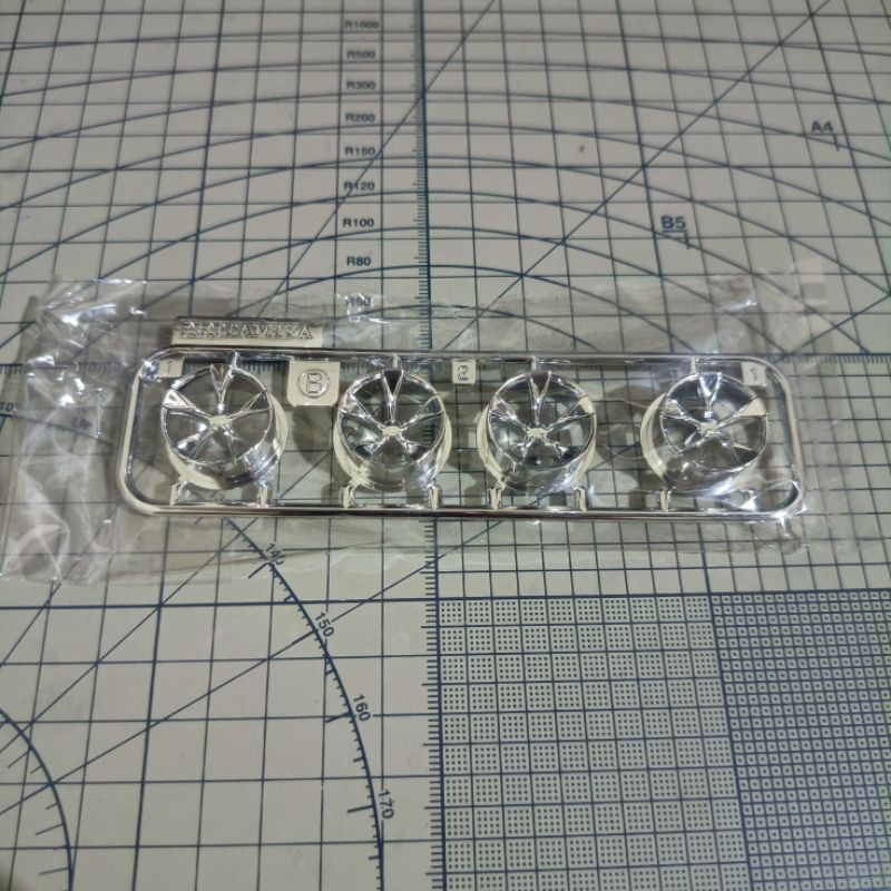 TAMIYA 5-SPOKE WHEELS SILVER CHROME PLATED VELG MEDIUM ORIGINAL