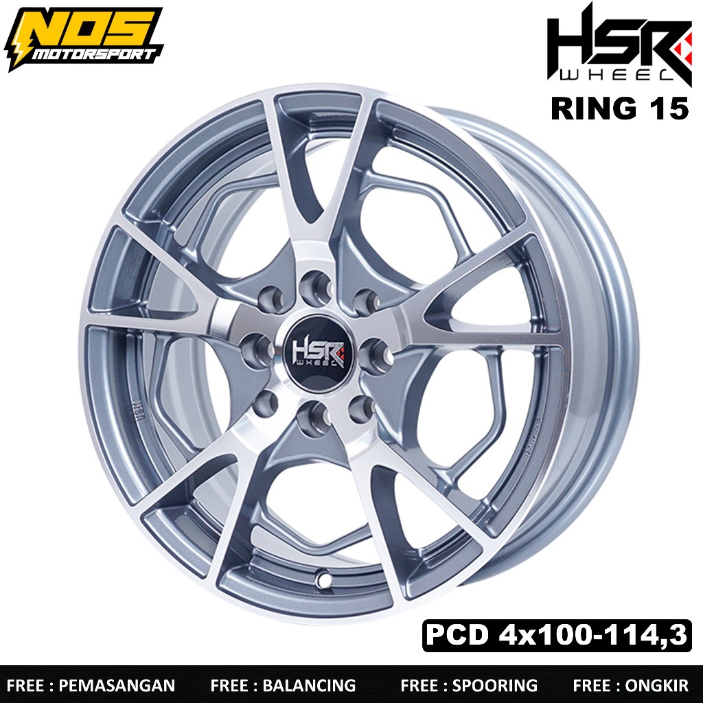Velg hsr eximius ring 15 lubang 4 warna grey, silver, black polis, bronze