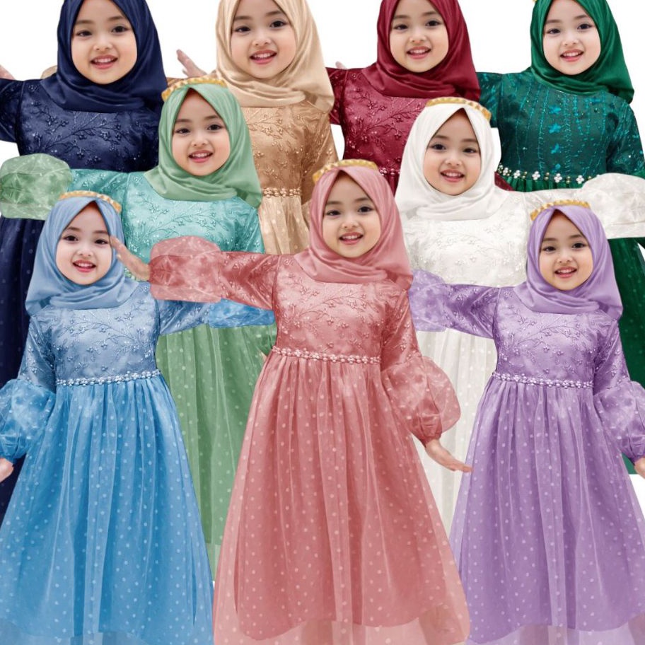 Terlaris Gamis anak perempuan Meliana 211thn  baju pesta anak perempuan muslim  baju pesta anak musl