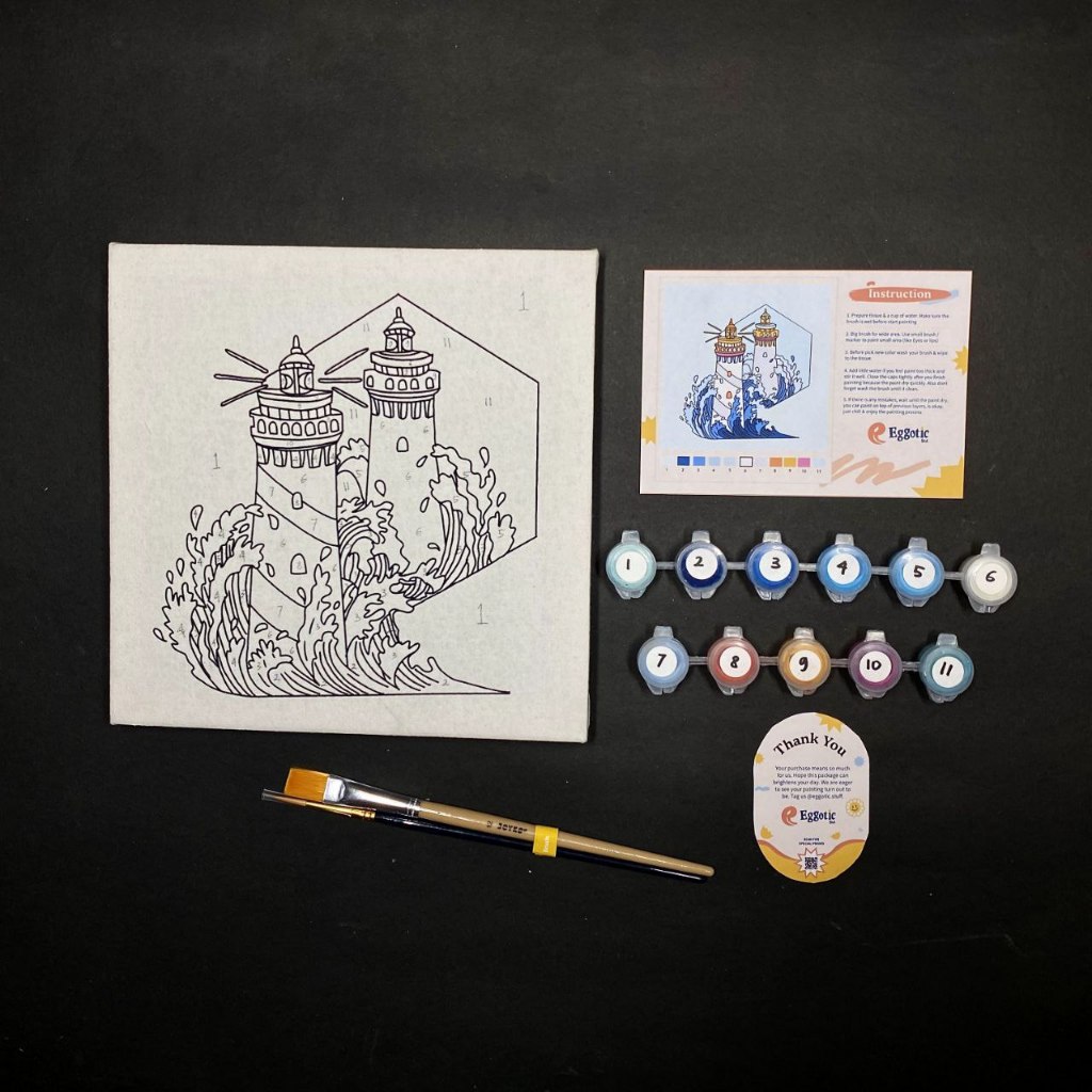 

Paint by Number - Mercusuar | Painting Kit | Melukis Kanvas Set | Eggotic Stuff × Fud Rahman