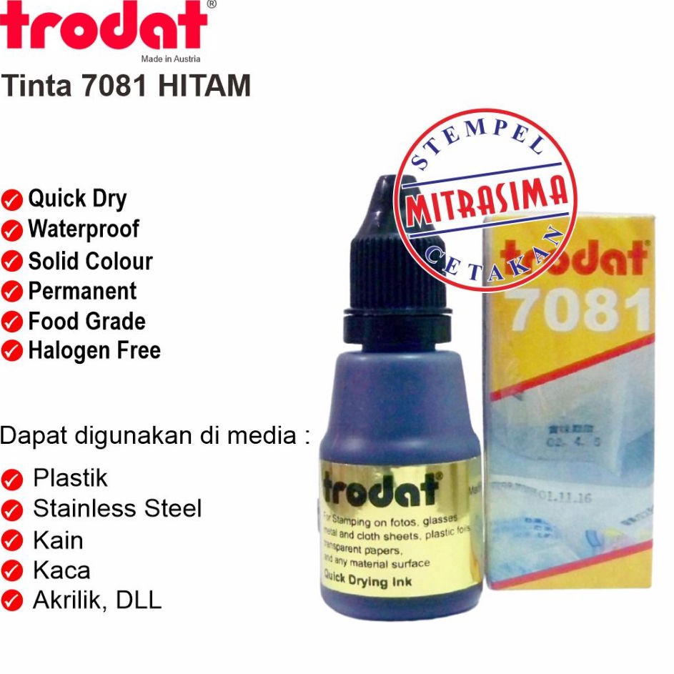 

Readystock Tinta untuk plastik kaca keramik Trodat 781 warna Hitam