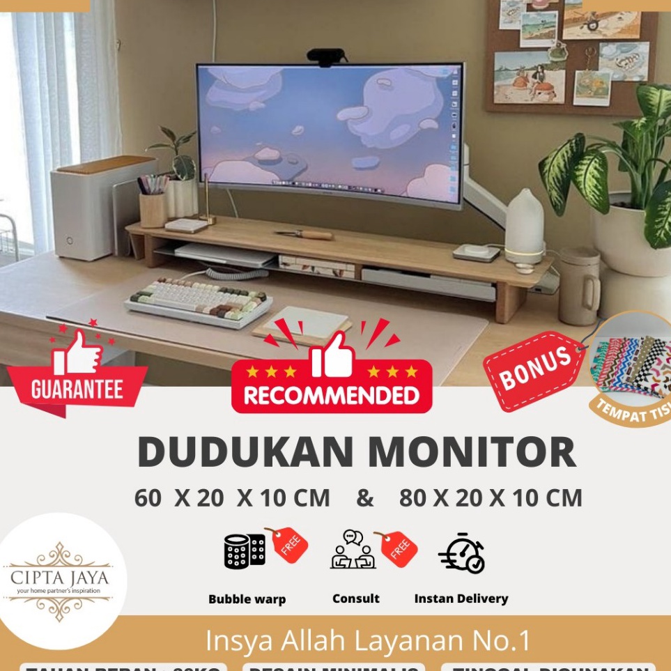 Cipta Jaya  Meja Komputer Monitor stand tatakan standing rak laptop 27 inc pc 19 inc Panjang 6 dan 8