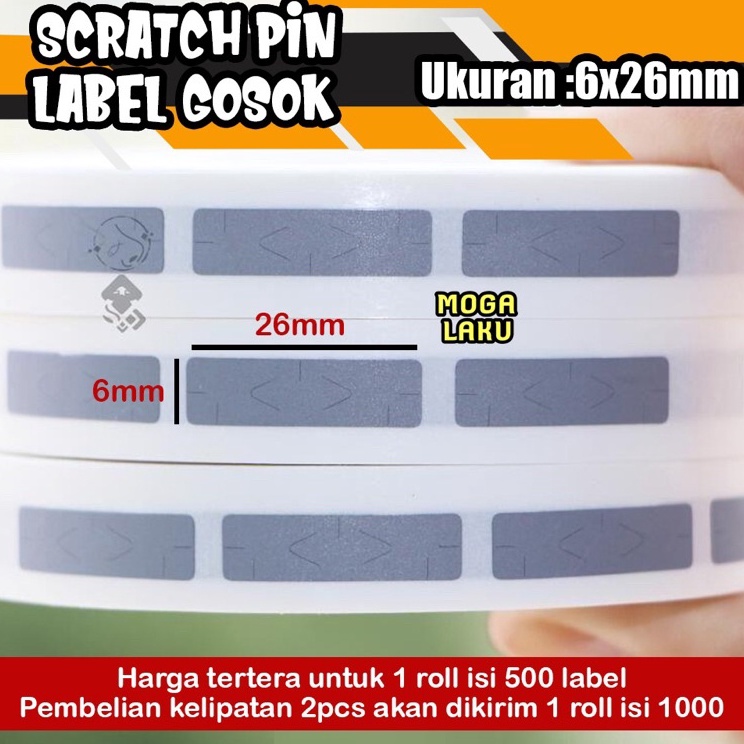 

Trendy 6x26 Scratch off PIN label gosok pin penutup pin sticker gosok 6x26