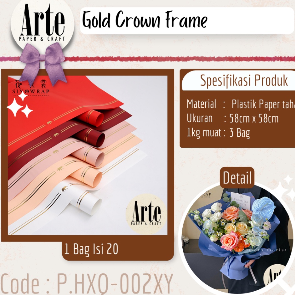 

Inovatif 2 Lembar Cellophane Frame Tebal Gold Crown Sinowrap Ori Kes Buket Bunga Korean Waterproof Flower Wrapping Paper Calor Kado Arte Grosir Florist Supply Jaka i PHXQ2XY