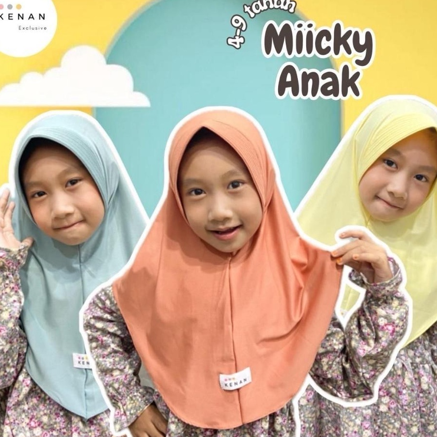Promo KENAN  Hijab Anak Miicky Bergo Instan matt jersey
