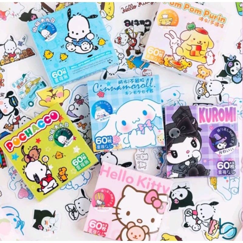 

Stiker sanrio isi 60 pcs motif Lotso kuromi cinnamoroll Melody
