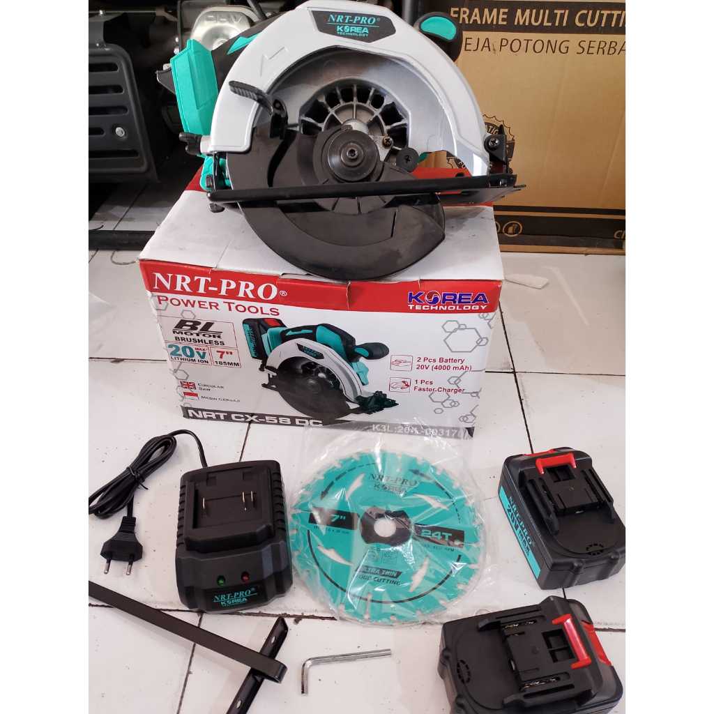 NRT-PRO CX58 Circular Saw Cordless 7 Inch BRUSHLESS MOTOR Baterai Gergaji Listrik Circle Kayu CX58DC